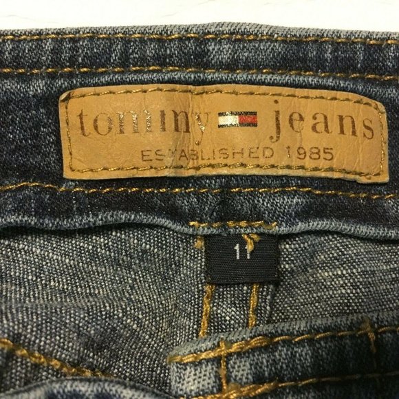 Tommy Hilfiger Jeans Womens Size 11 Vintage Spell Out Flag Flare Blue Stretch - Picture 3 of 10